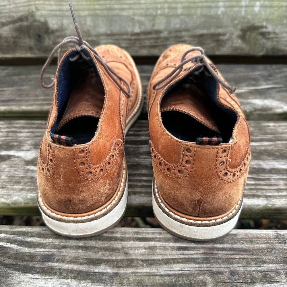 Cole Haan Morris Grand.OS Wingtip Oxford Tan Brown Leather Dress Shoes Size 9